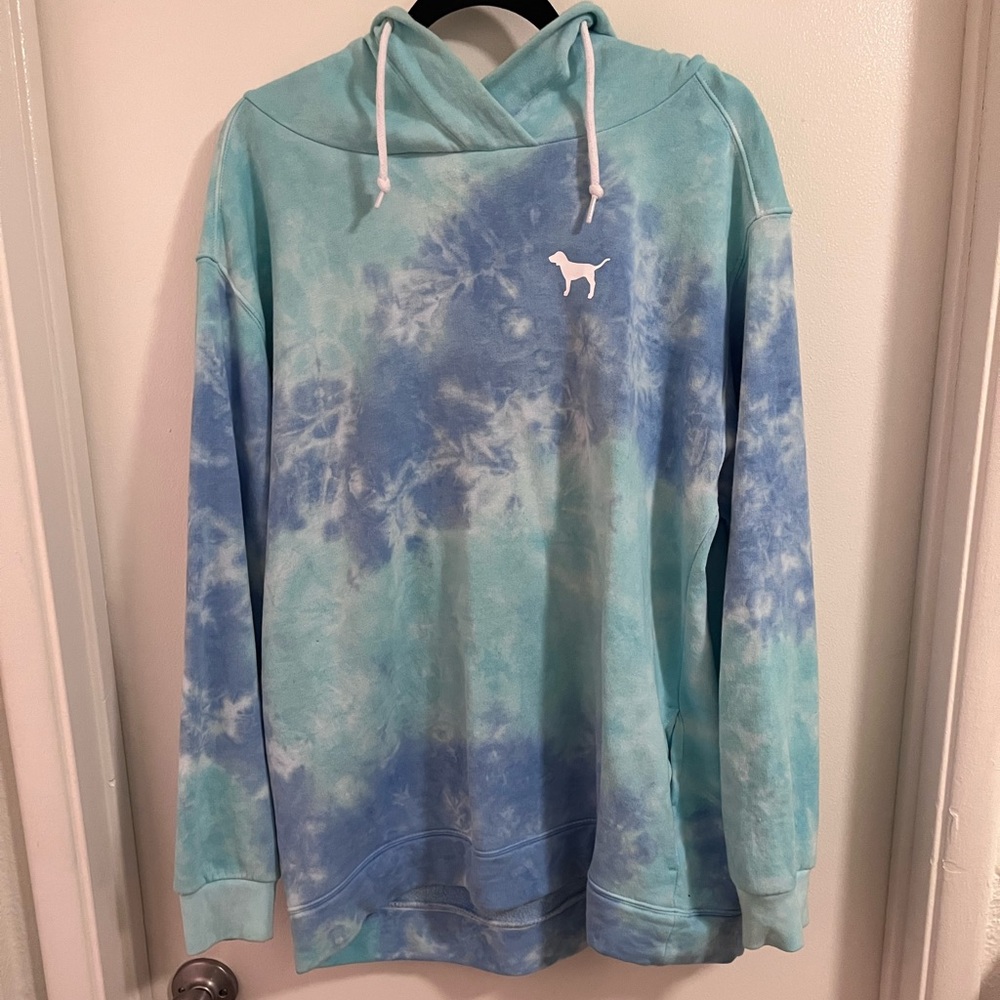 Victoria Secret PINK blue tie dye hoodie Size:Medium